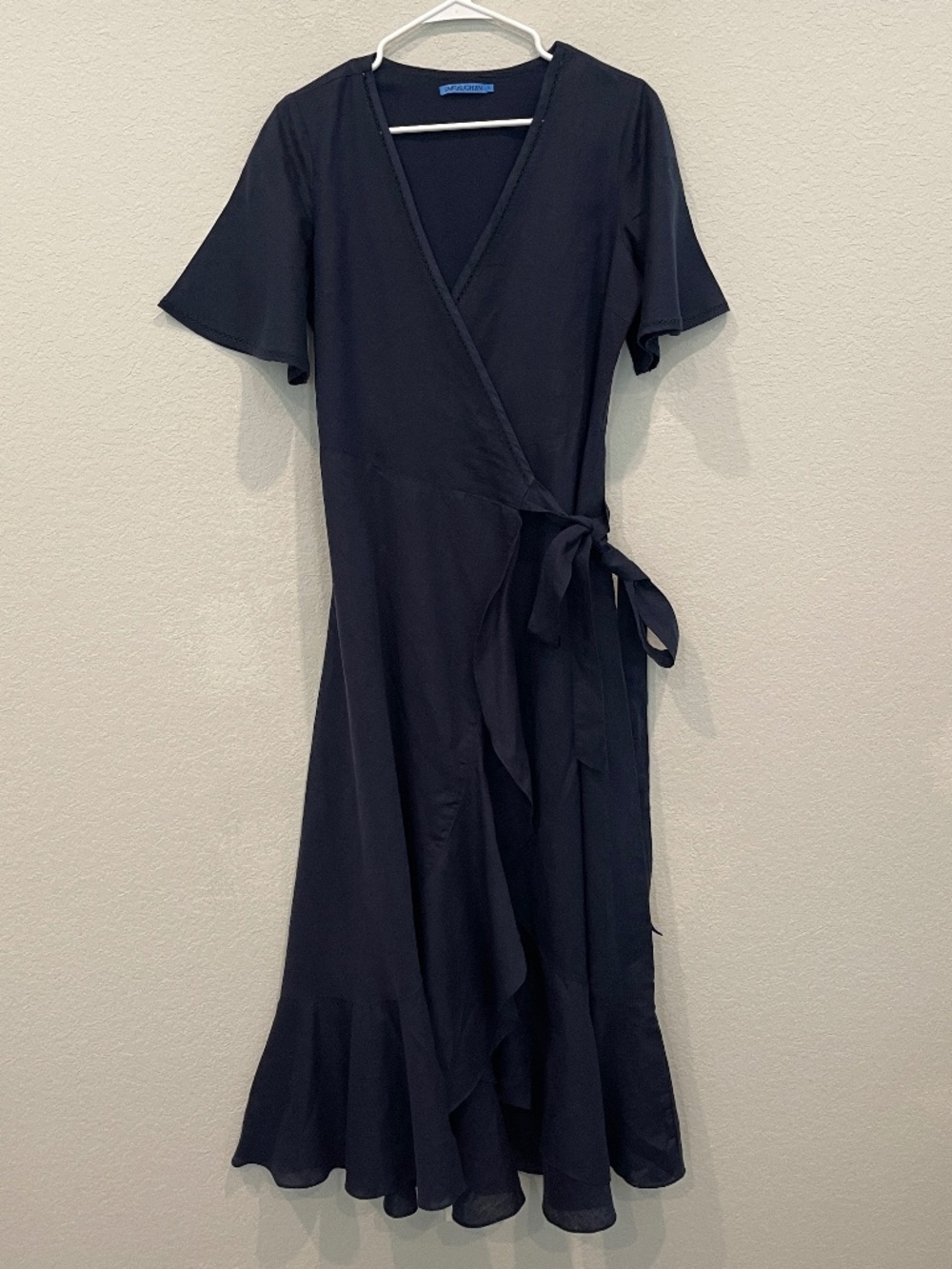J. Mclaughlin Wrap Maxi Dress Women's Size S Blue Linen Cotton